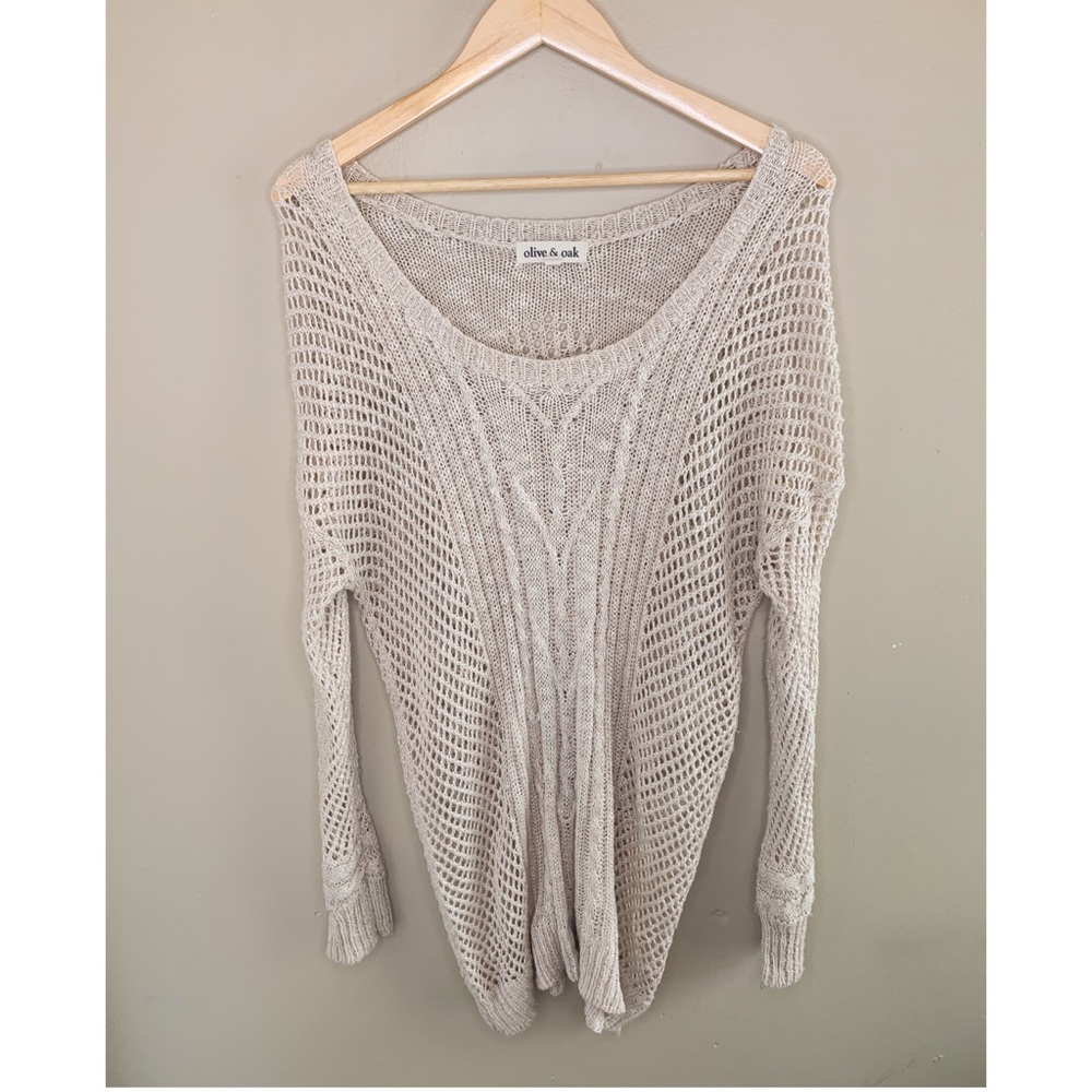 Olive + Oak Cable & Mesh Sweater